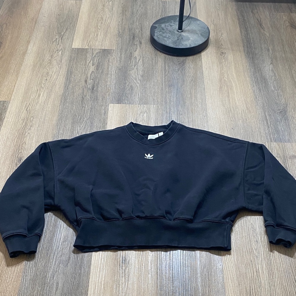 Adidas Black Cropped Sweatshirt with Logo